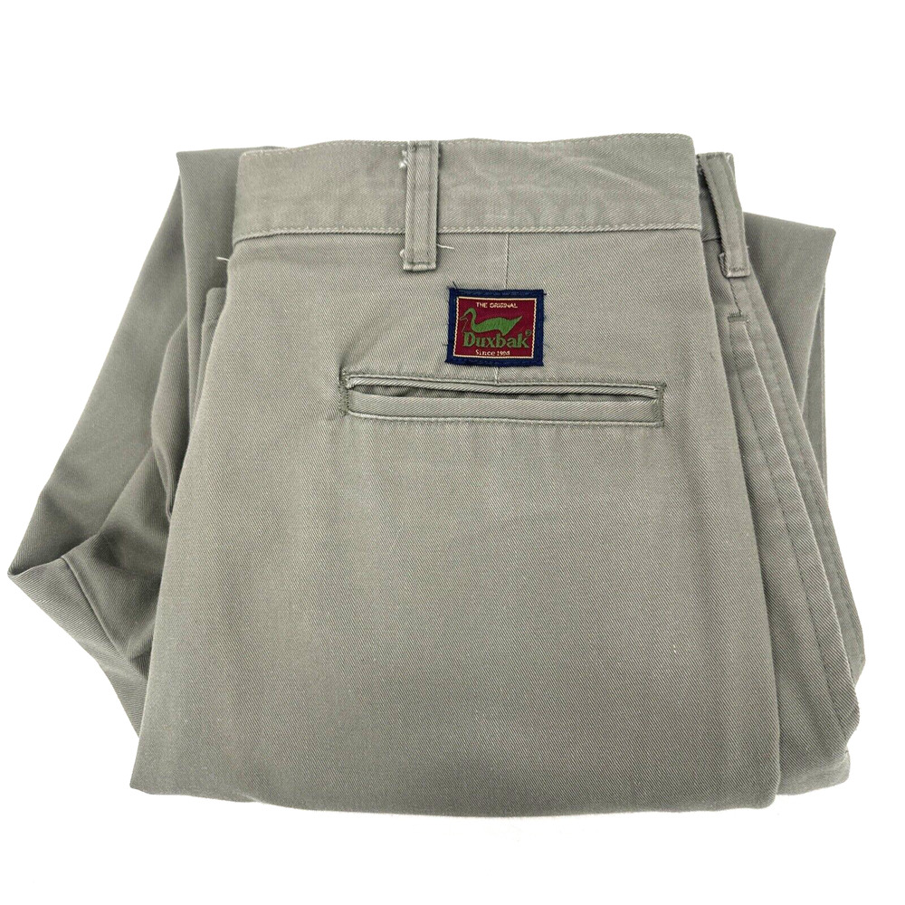Duxbak Work Pants Mens 34x29 Gray Pleated Front Tech Cotton‎ Vintage